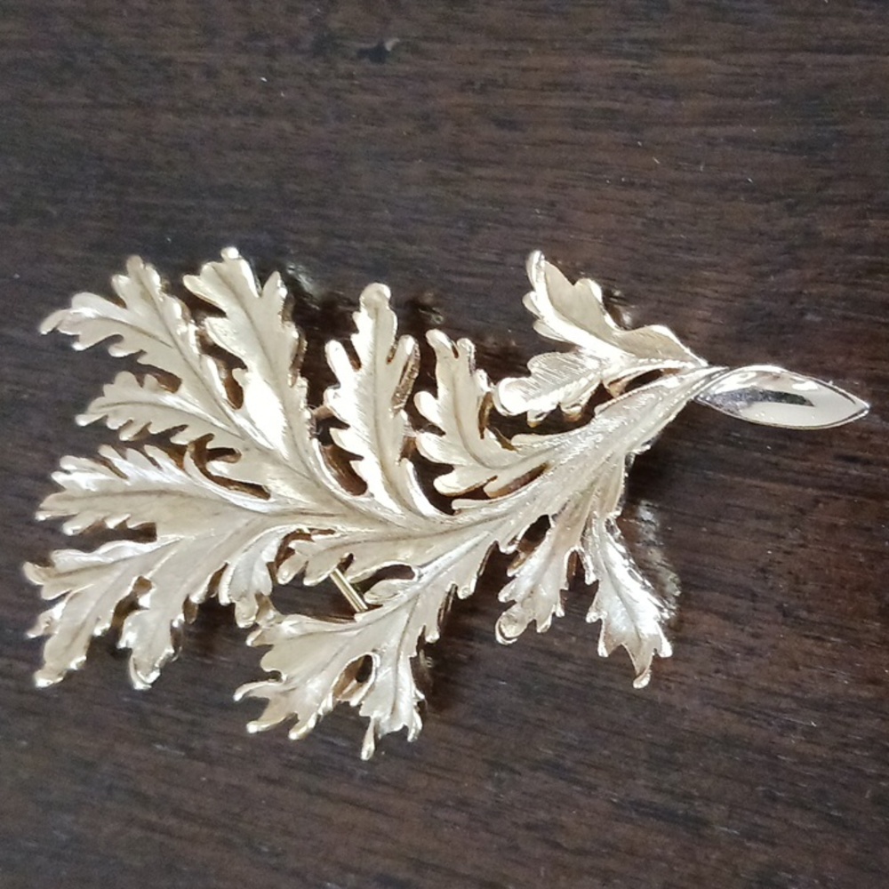 Vintage Crown Tafari Brooch Goldtone 3x2"
